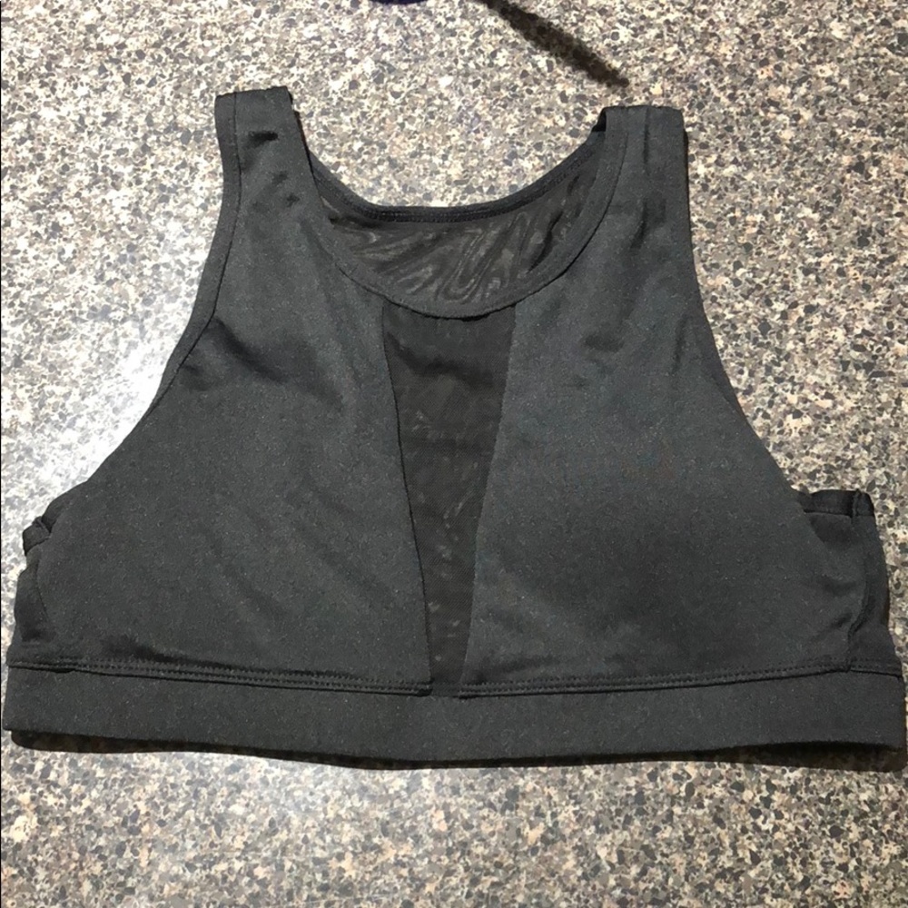 Black sports bra with mesh